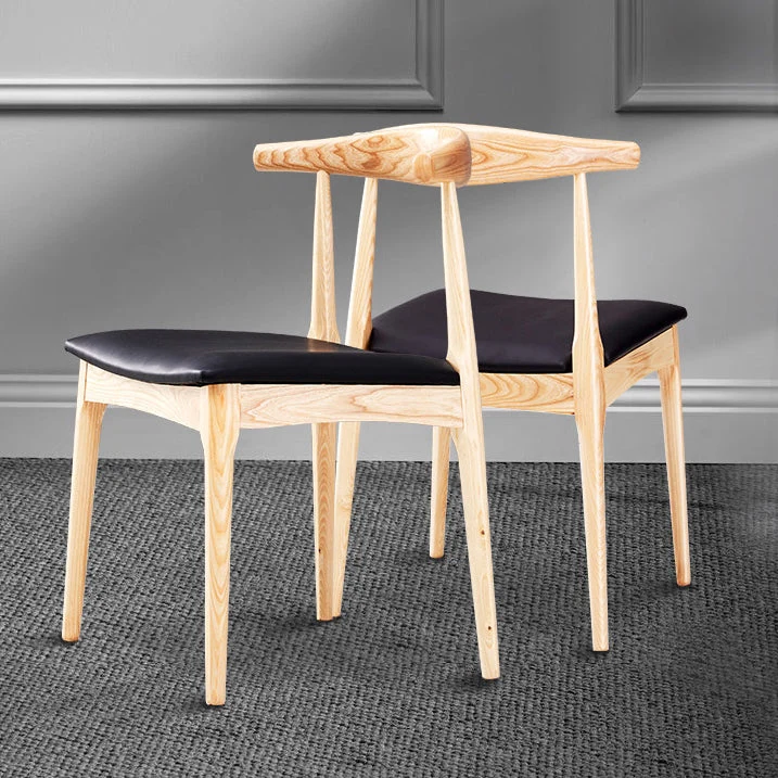 Sedia da pranzo moderna legno con schienale aperto e gambe noce Clearhalo