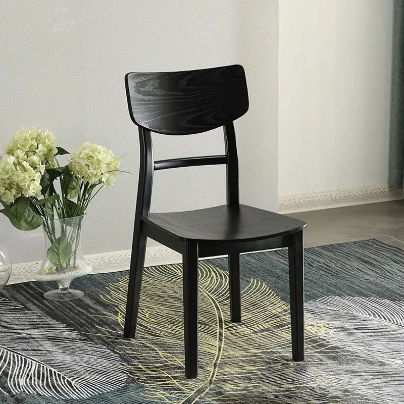 Sedia da pranzo moderna legno massello con sedia laterale nera per soggiorno Clearhalo
