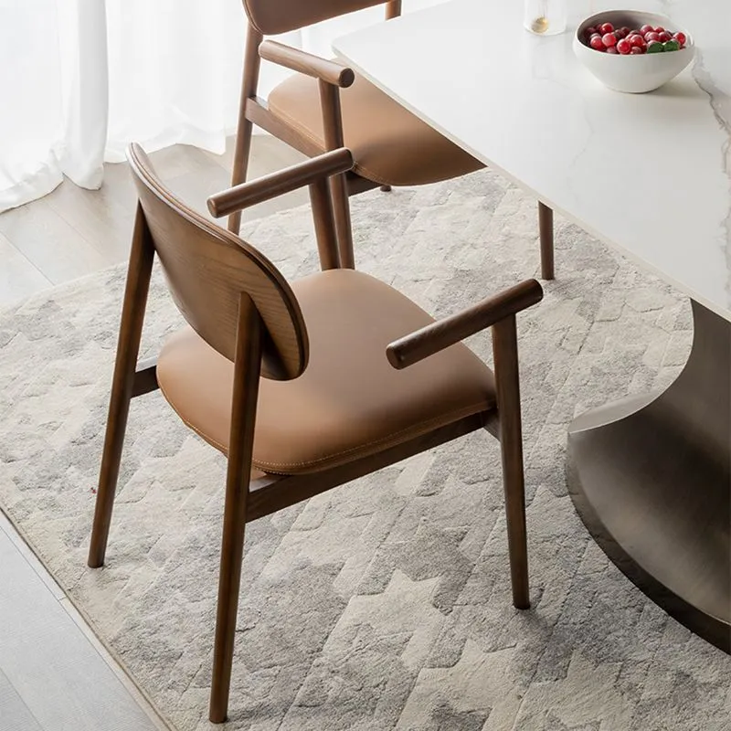 Sedia da pranzo moderna legno massello con poltrona imbottita per interni Clearhalo