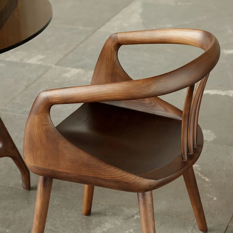 Sedia da pranzo moderna legno massello con poltrona per la casa noce Clearhalo