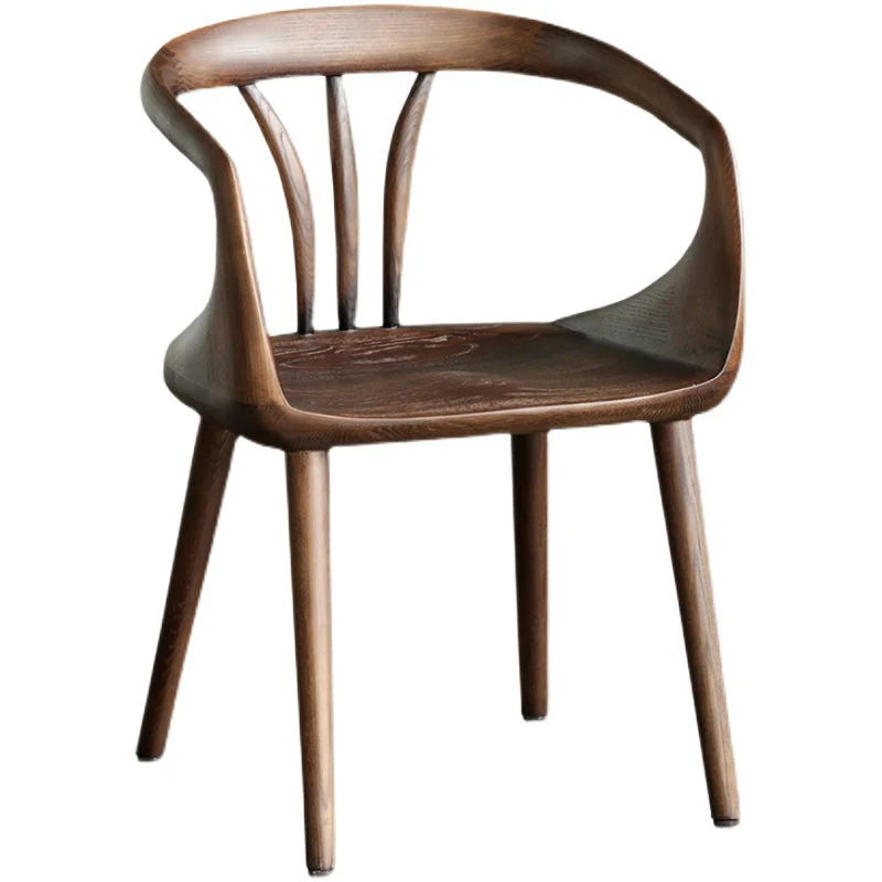 Sedia da pranzo moderna legno massello con poltrona per la casa noce Clearhalo
