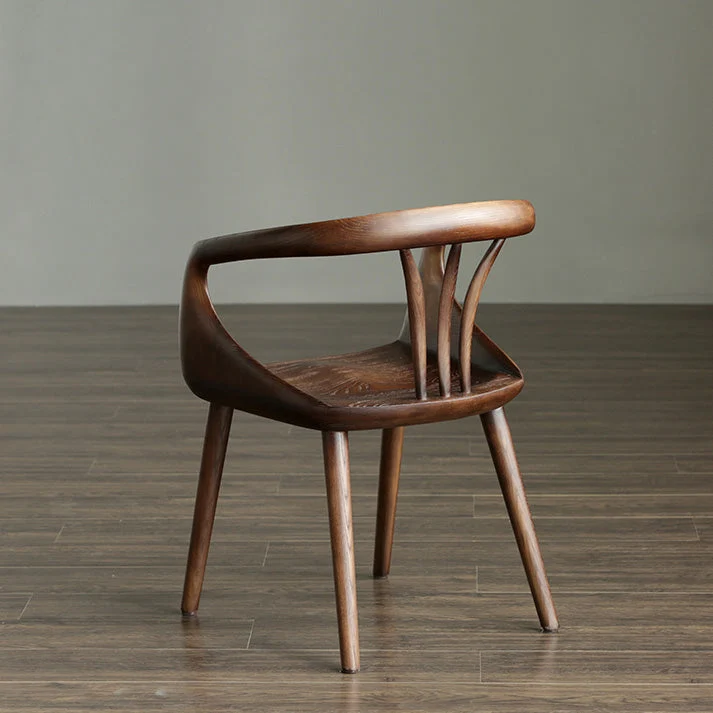Sedia da pranzo moderna legno massello con poltrona per la casa noce Clearhalo
