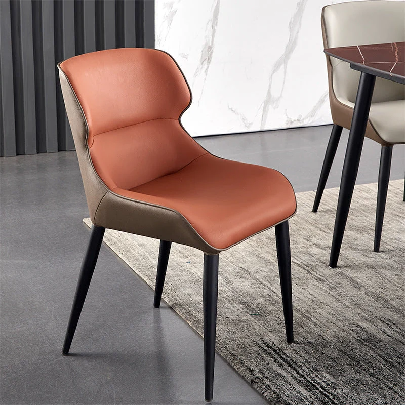 Sedia da pranzo moderna metallo con accenti Sedia Parsons imbottita con gambe nere Clearhalo