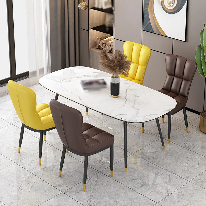 Sedia da pranzo moderna metallo con cuscino colorato Parsons Chairs per la casa Clearhalo