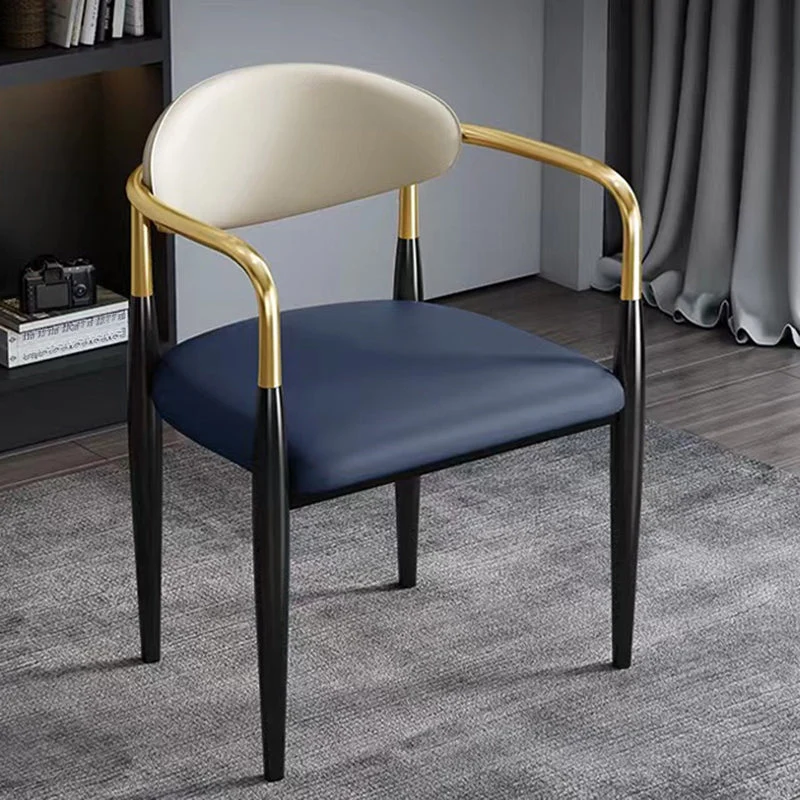 Sedia da pranzo moderna metallo Poltrona da sala da pranzo con gambe nere Clearhalo