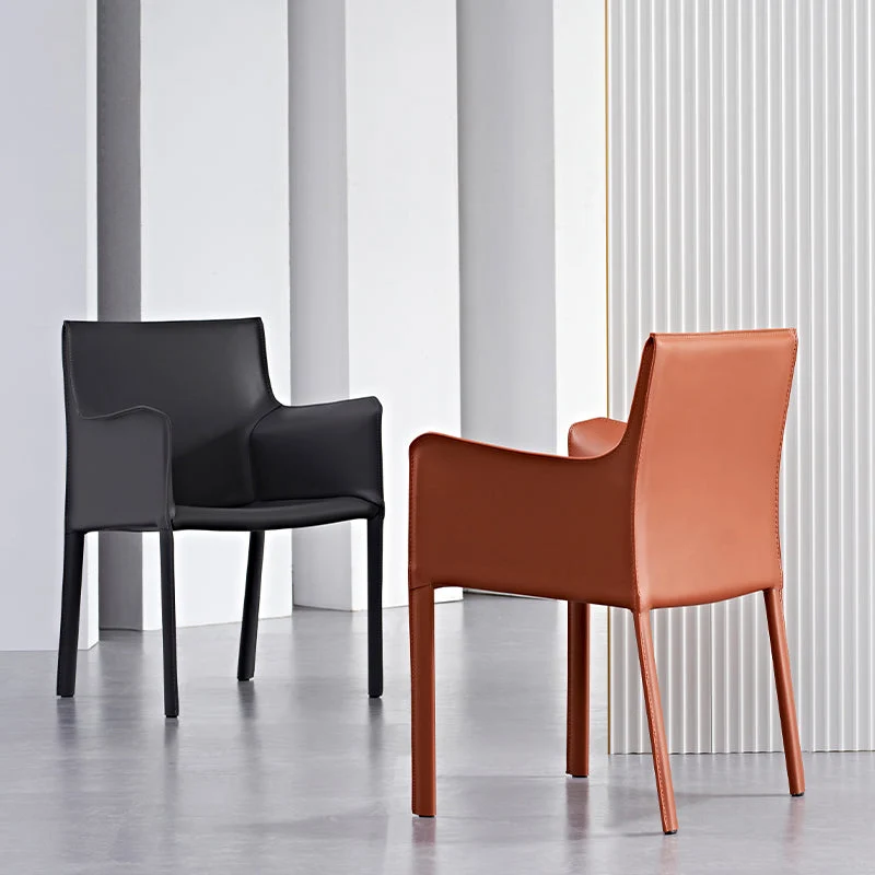 Sedia da pranzo moderna metallo Sala da pranzo Sedia singola con schienale massiccio e bracciolo Clearhalo