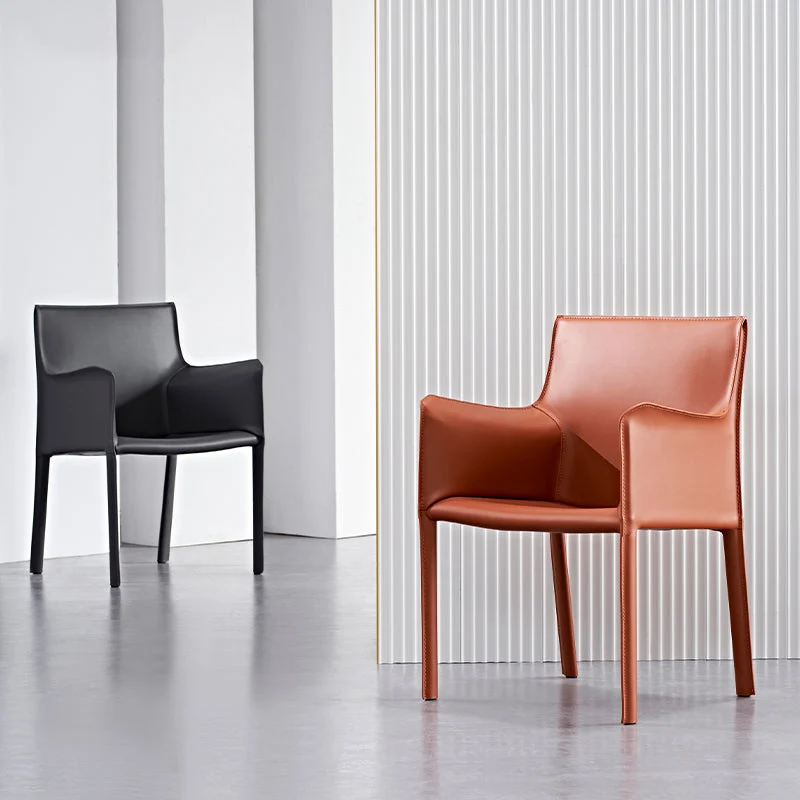Sedia da pranzo moderna metallo Sala da pranzo Sedia singola con schienale massiccio e bracciolo Clearhalo
