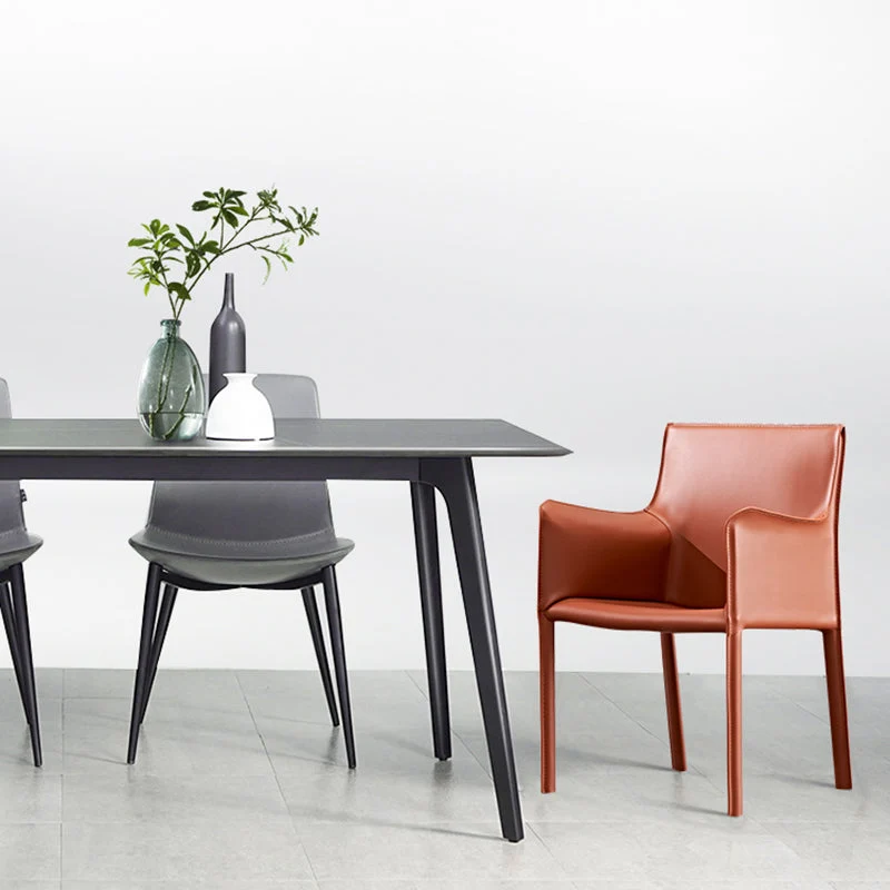 Sedia da pranzo moderna metallo Sala da pranzo Sedia singola con schienale massiccio e bracciolo Clearhalo