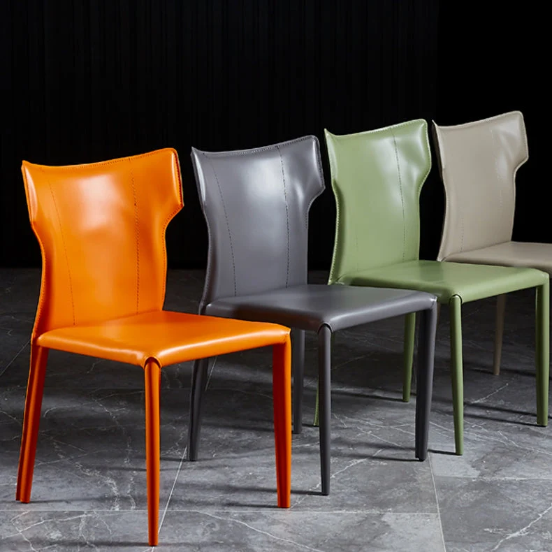 Sedia da pranzo moderna metallo senza braccioli Sedia laterale ecopelle per uso domestico Clearhalo