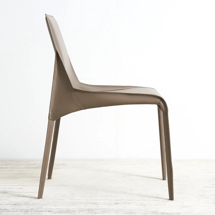 Sedia da pranzo moderna metallo senza braccioli Sedia laterale da pranzo pelle per uso domestico Clearhalo