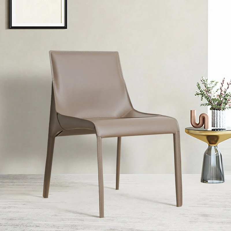 Sedia da pranzo moderna metallo senza braccioli Sedia laterale da pranzo pelle per uso domestico Clearhalo