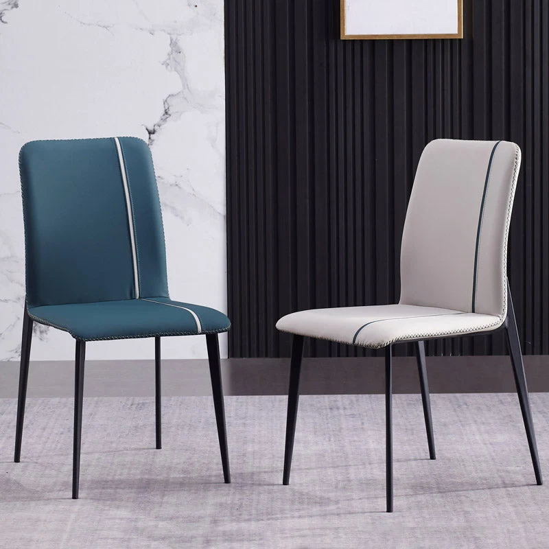 Sedia da pranzo moderna metallo senza braccioli Parsons Chair per uso ristorante (set di 2) Clearhalo
