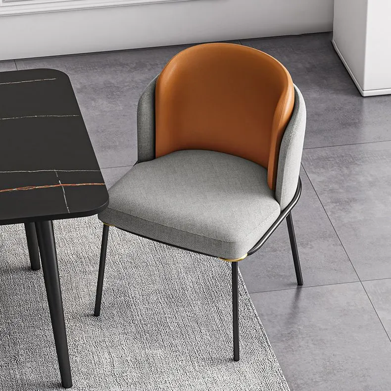 Sedia da pranzo moderna metallo senza braccioli imbottita per uso domestico Clearhalo