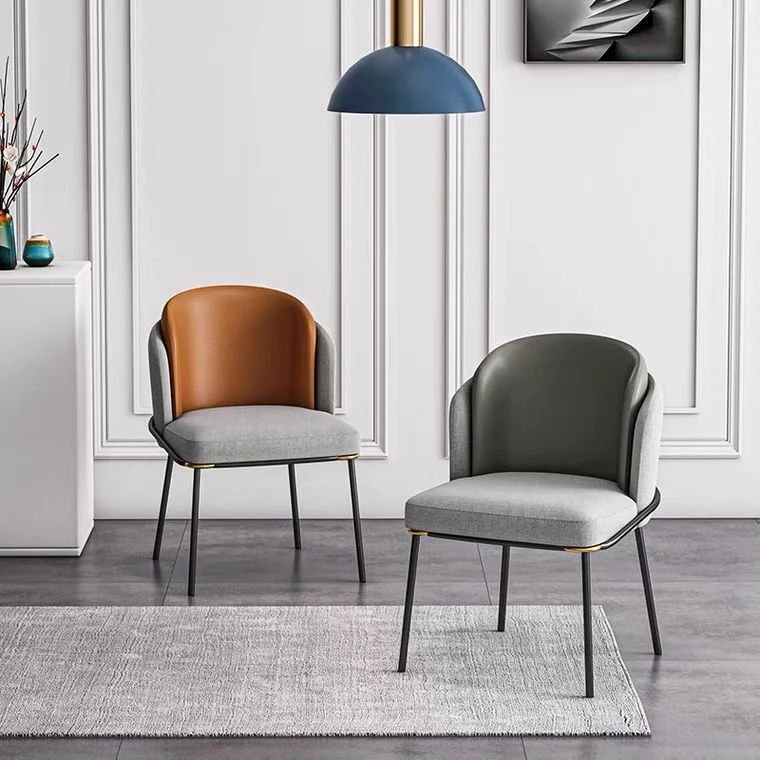 Sedia da pranzo moderna metallo senza braccioli imbottita per uso domestico Clearhalo