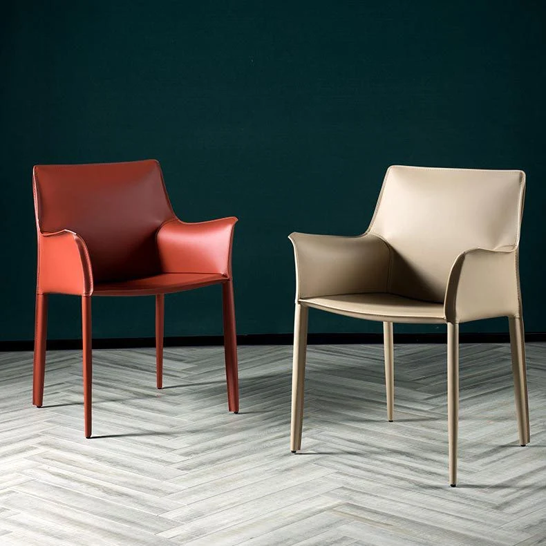 Sedia da pranzo moderna pelle con finitura opaca Parsons Poltroncina per cucina Clearhalo