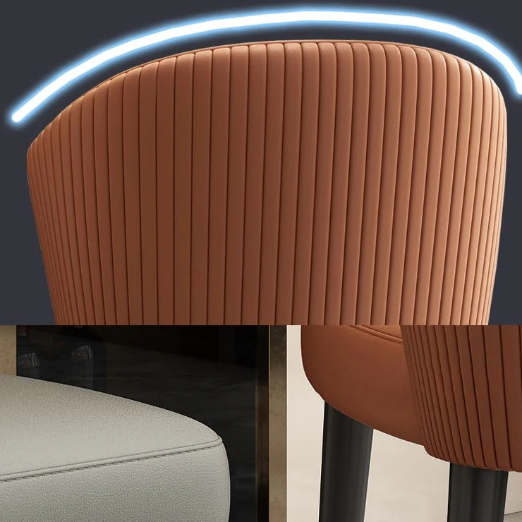 Sedia da pranzo moderna pelle con schienale laterale per soggiorno Clearhalo