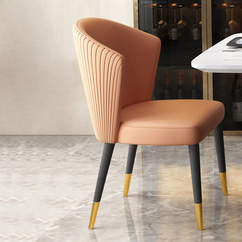 Sedia da pranzo moderna pelle con schienale laterale per soggiorno Clearhalo