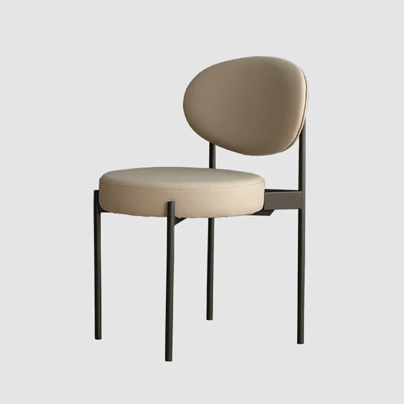 Sedia da pranzo moderna pelle PU con schienale aperto per ristorante moderno e gambe nere Clearhalo