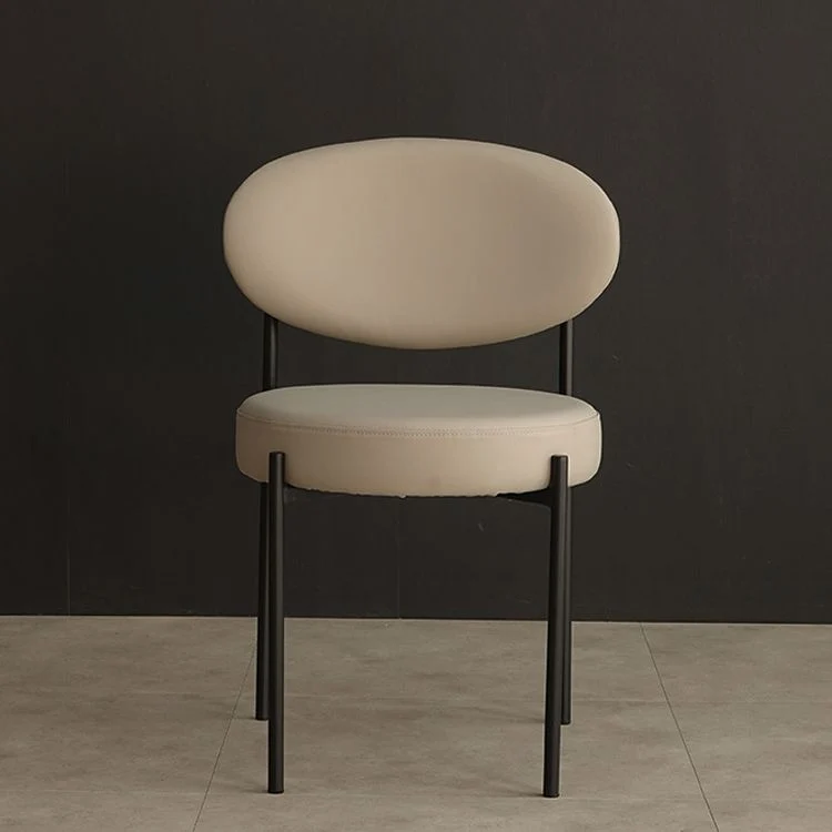 Sedia da pranzo moderna pelle PU con schienale aperto per ristorante moderno e gambe nere Clearhalo