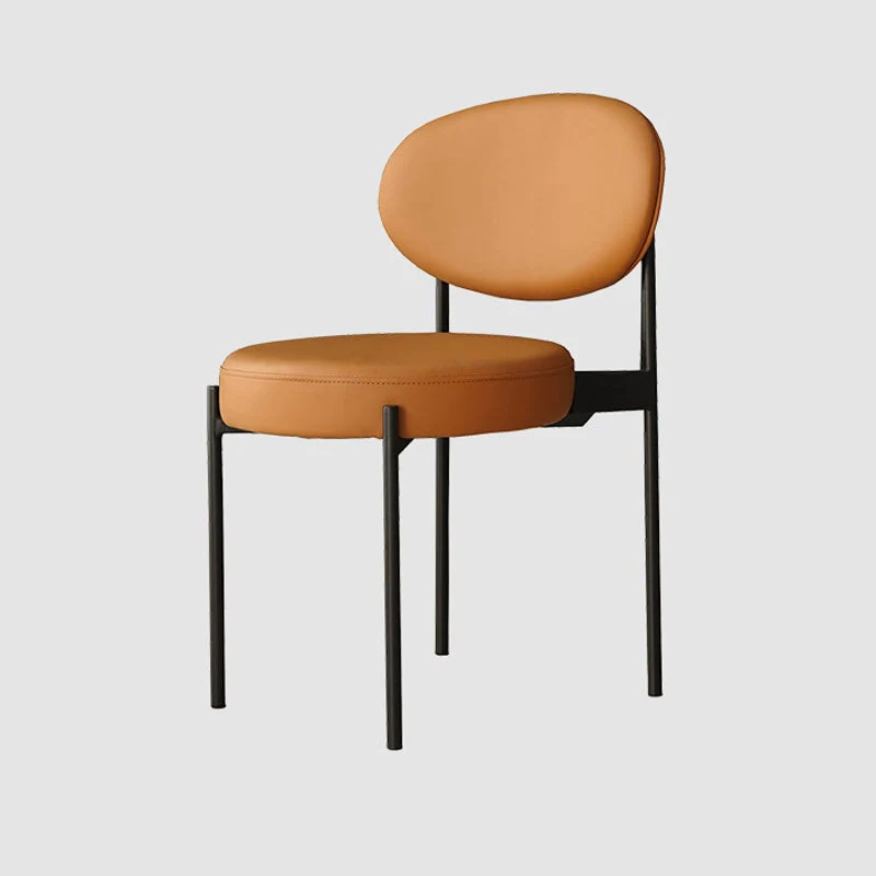 Sedia da pranzo moderna pelle PU con schienale aperto per ristorante moderno e gambe nere Clearhalo