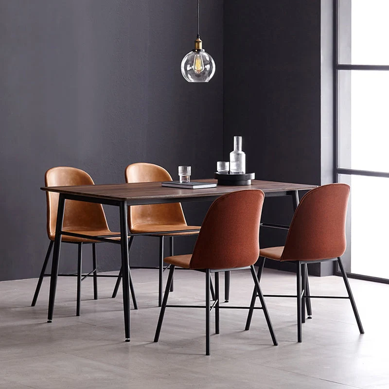 Sedia da pranzo moderna pelle imbottita senza braccioli con base metallo Clearhalo