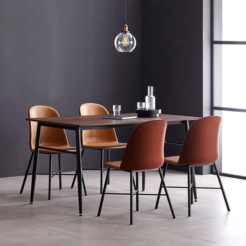 Sedia da pranzo moderna pelle imbottita senza braccioli con base metallo Clearhalo