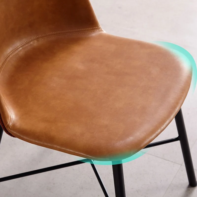 Sedia da pranzo moderna pelle imbottita senza braccioli con base metallo Clearhalo