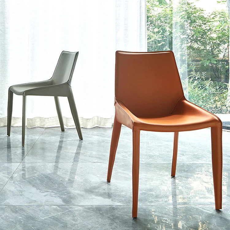 Sedia da pranzo moderna pelle metallica Sedia da sala da pranzo con schienale solido e bracciolo Clearhalo