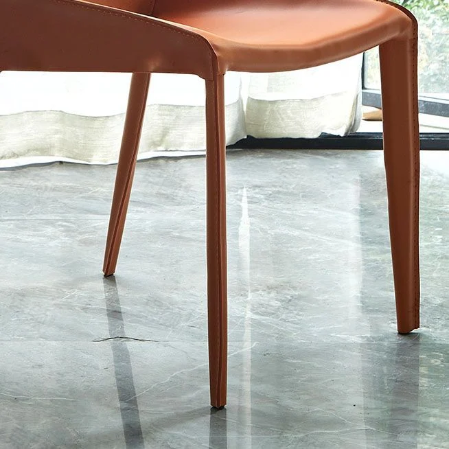 Sedia da pranzo moderna pelle metallica Sedia da sala da pranzo con schienale solido e bracciolo Clearhalo