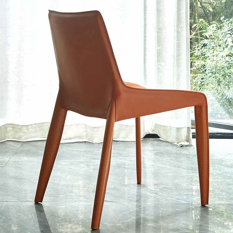Sedia da pranzo moderna pelle metallica Sedia da sala da pranzo con schienale solido e bracciolo Clearhalo