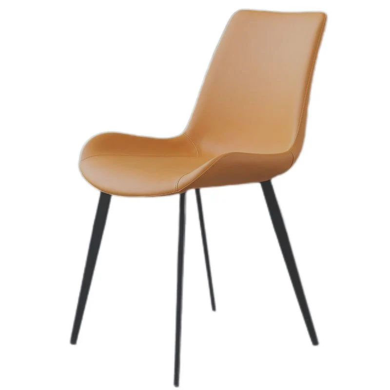 Sedia da pranzo moderna pelle per hotel, finitura opaca, con schienale massiccio (set di 2) Clearhalo