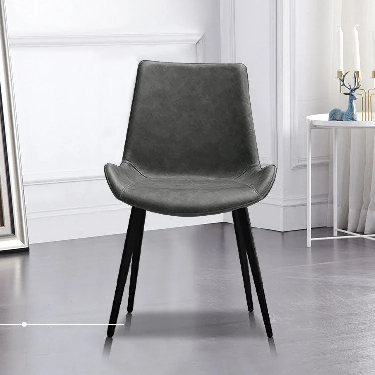 Sedia da pranzo moderna pelle per hotel, finitura opaca, con schienale massiccio (set di 2) Clearhalo