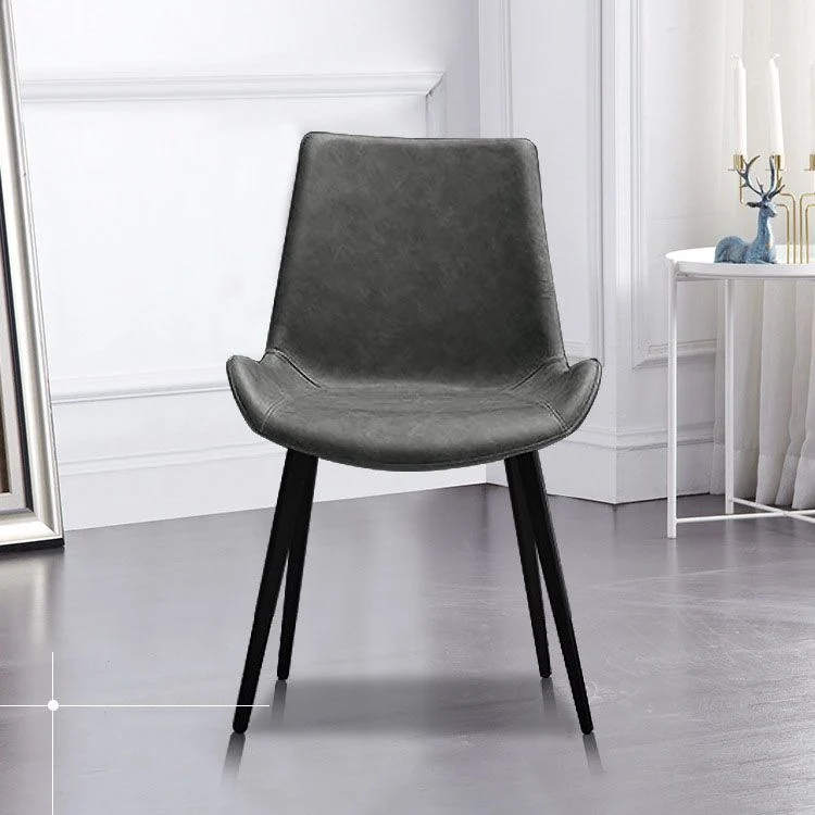 Sedia da pranzo moderna pelle per hotel, finitura opaca, con schienale massiccio (set di 2) Clearhalo