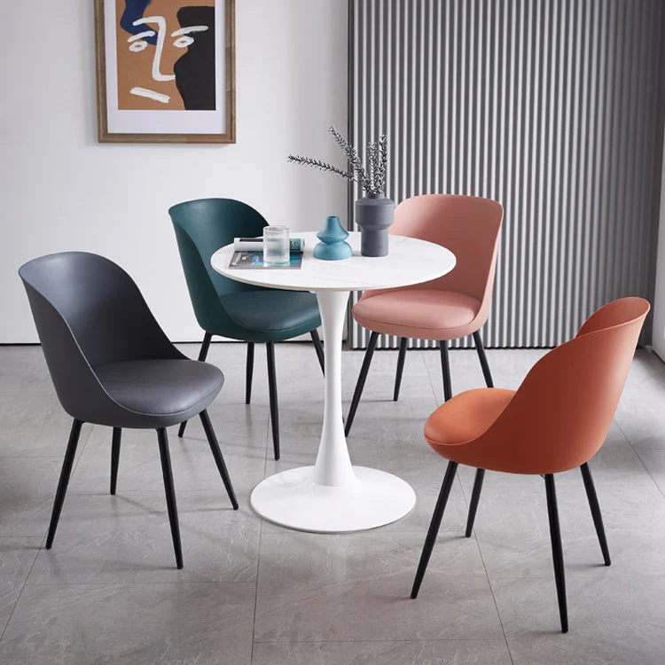 Sedia da pranzo moderna pelle per ristorante, con schienale massiccio, finitura opaca Clearhalo