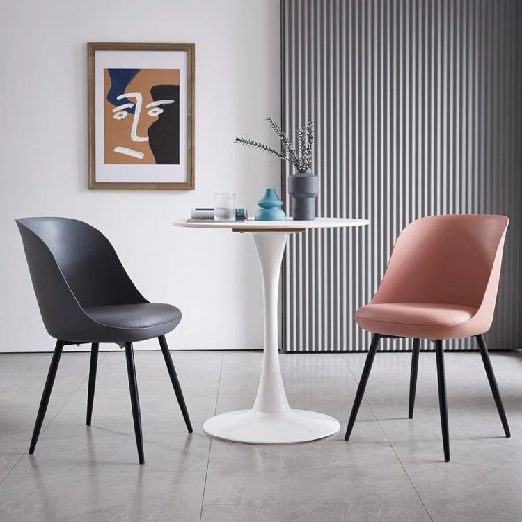 Sedia da pranzo moderna pelle per ristorante, con schienale massiccio, finitura opaca Clearhalo
