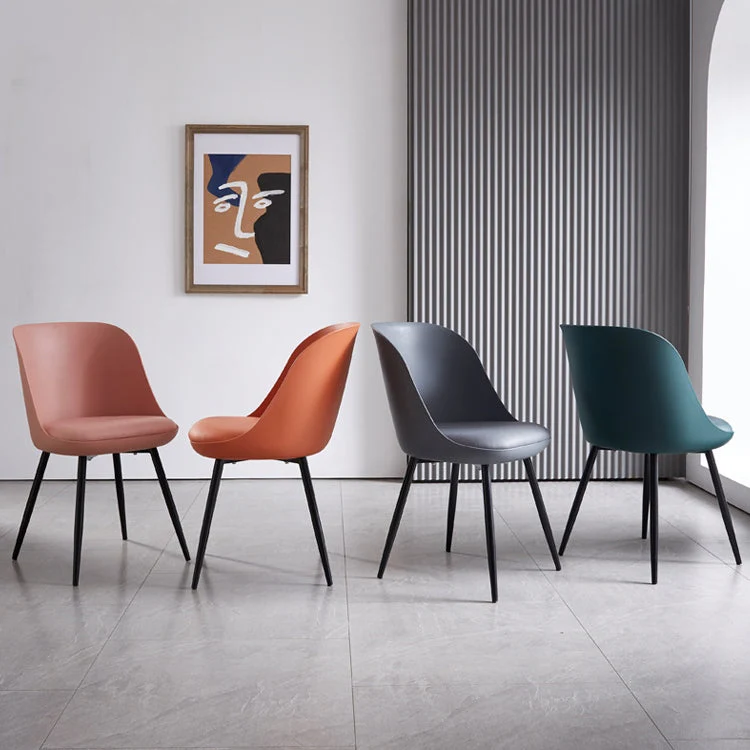 Sedia da pranzo moderna pelle per ristorante, con schienale massiccio, finitura opaca Clearhalo