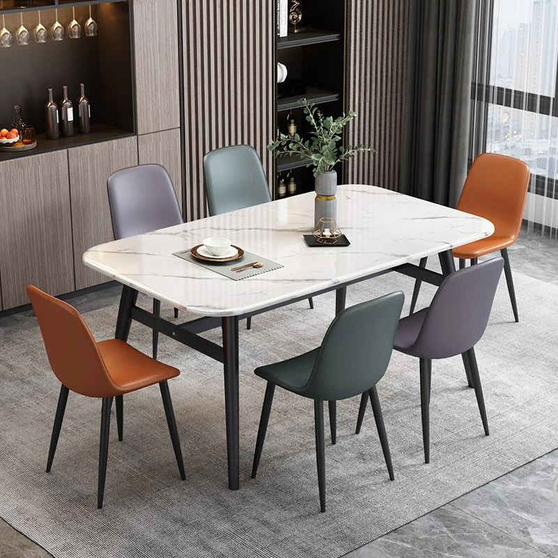 Sedia da pranzo moderna pelle per sala riunioni, sedia laterale con schienale massiccio e finitura opaca Clearhalo