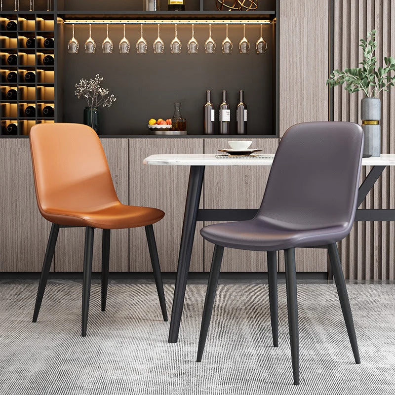 Sedia da pranzo moderna pelle per sala riunioni, sedia laterale con schienale massiccio e finitura opaca Clearhalo