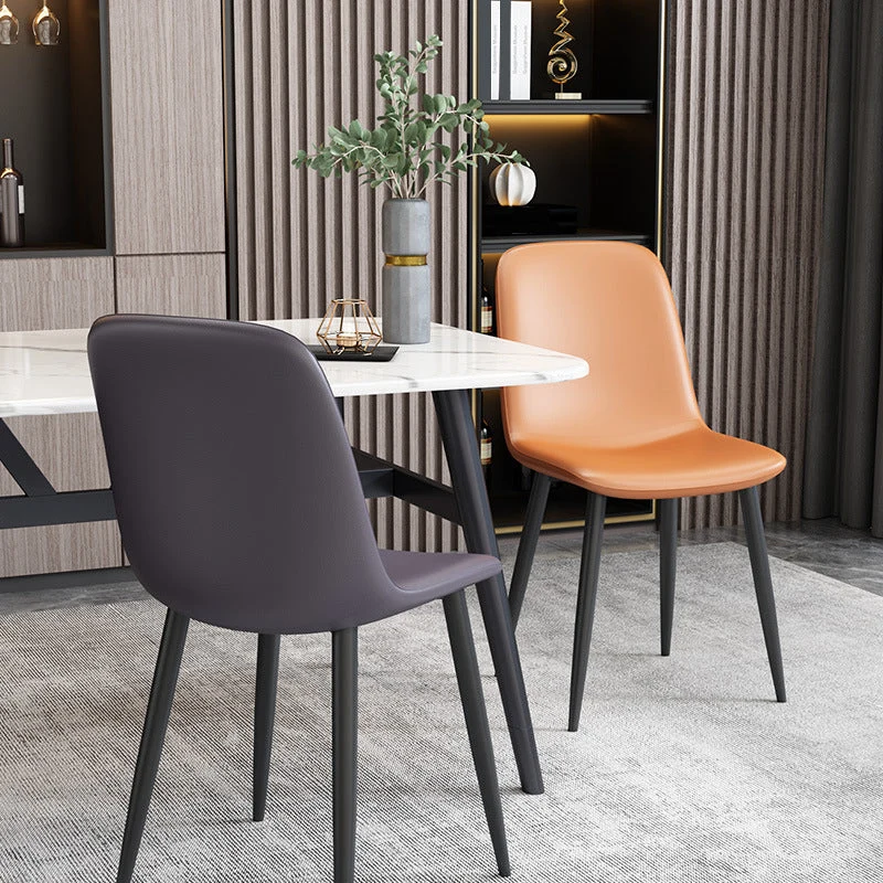 Sedia da pranzo moderna pelle per sala riunioni, sedia laterale con schienale massiccio e finitura opaca Clearhalo