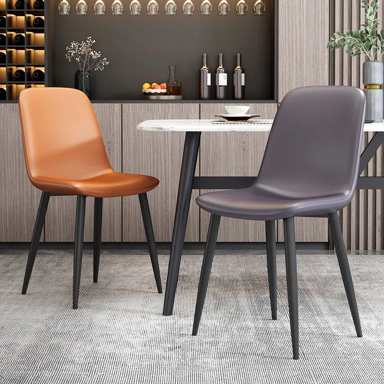 Sedia da pranzo moderna pelle per sala riunioni, sedia laterale con schienale massiccio e finitura opaca Clearhalo
