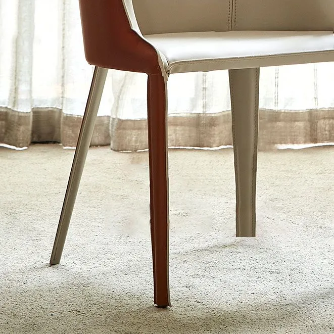 Sedia da pranzo moderna pelle Sala da pranzo metallo Sedia con schienale solido e bracciolo Clearhalo