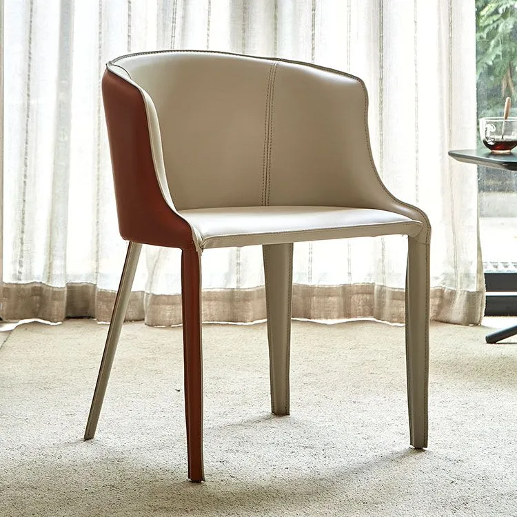 Sedia da pranzo moderna pelle Sala da pranzo metallo Sedia con schienale solido e bracciolo Clearhalo