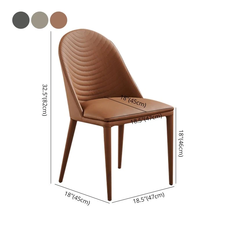 Sedia da pranzo moderna pelle PU Sedia da pranzo metallo senza braccioli per uso domestico (set di 2) Clearhalo
