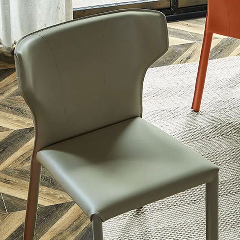 Sedia da pranzo moderna pelle Sedia da pranzo metallo senza braccioli per uso ristorante Clearhalo