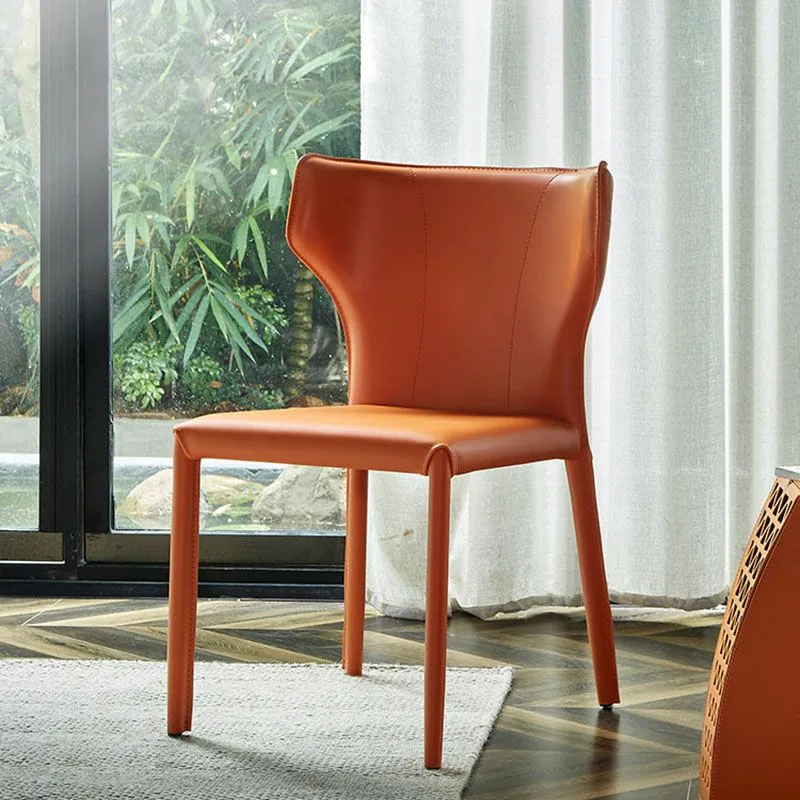 Sedia da pranzo moderna pelle Sedia da pranzo metallo senza braccioli per uso ristorante Clearhalo