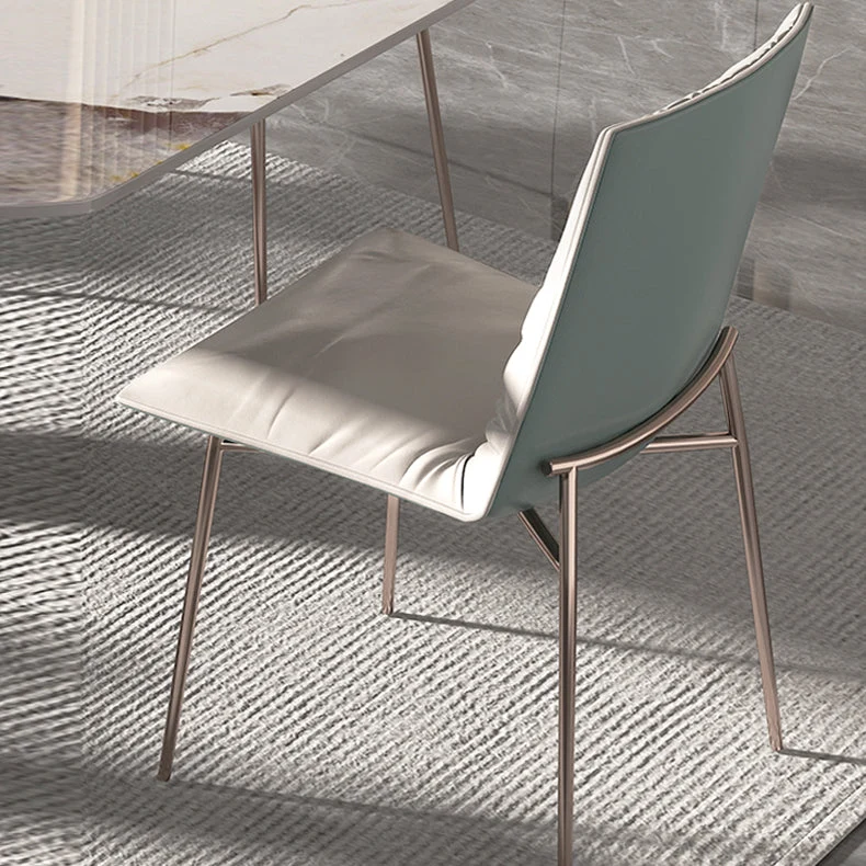 Sedia da pranzo moderna pelle, sedia senza braccioli con schienale massiccio, per cucina Clearhalo