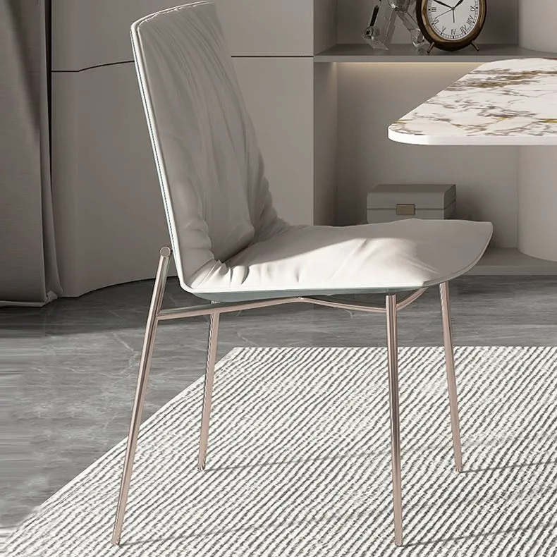 Sedia da pranzo moderna pelle, sedia senza braccioli con schienale massiccio, per cucina Clearhalo