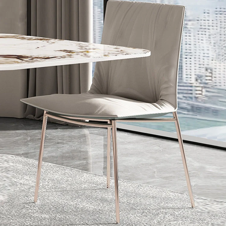 Sedia da pranzo moderna pelle, sedia senza braccioli con schienale massiccio, per cucina Clearhalo