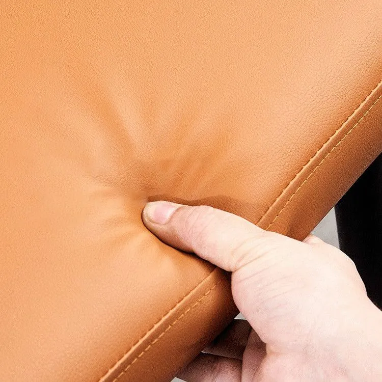 Sedia da pranzo moderna pelle, sedie laterali senza braccioli con schienale massiccio e gambe metallo Clearhalo