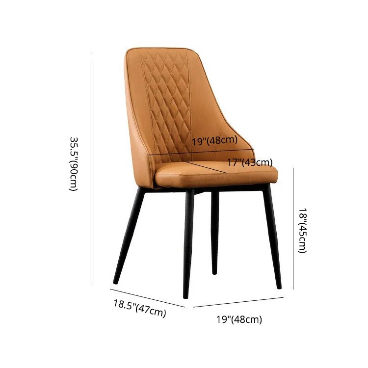 Sedia da pranzo moderna pelle, sedie laterali senza braccioli con schienale massiccio e gambe metallo Clearhalo
